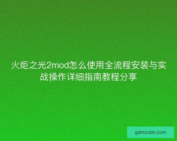 火炬之光2mod怎么使用全流程安装与实战操作详细指南教程分享